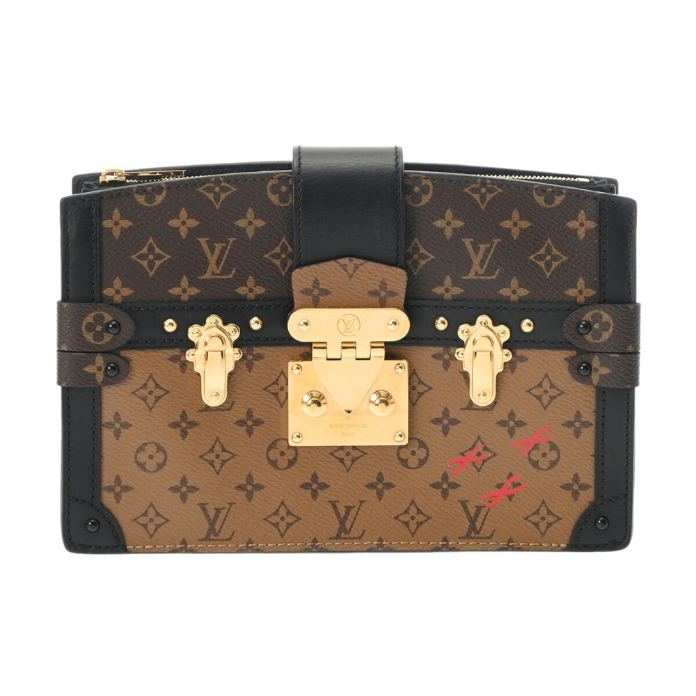 Louis Vuitton Monogram Reverse Trunk Clutch Camel Tan Brown Canvas Shoulder Bag